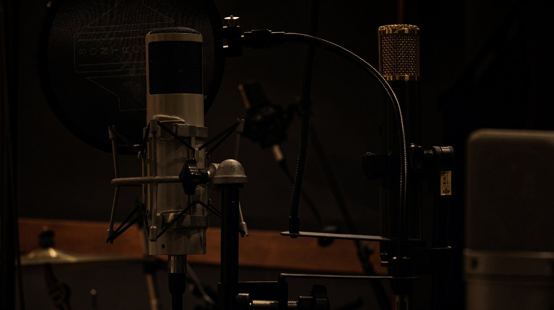 Vintage microphones in the live room